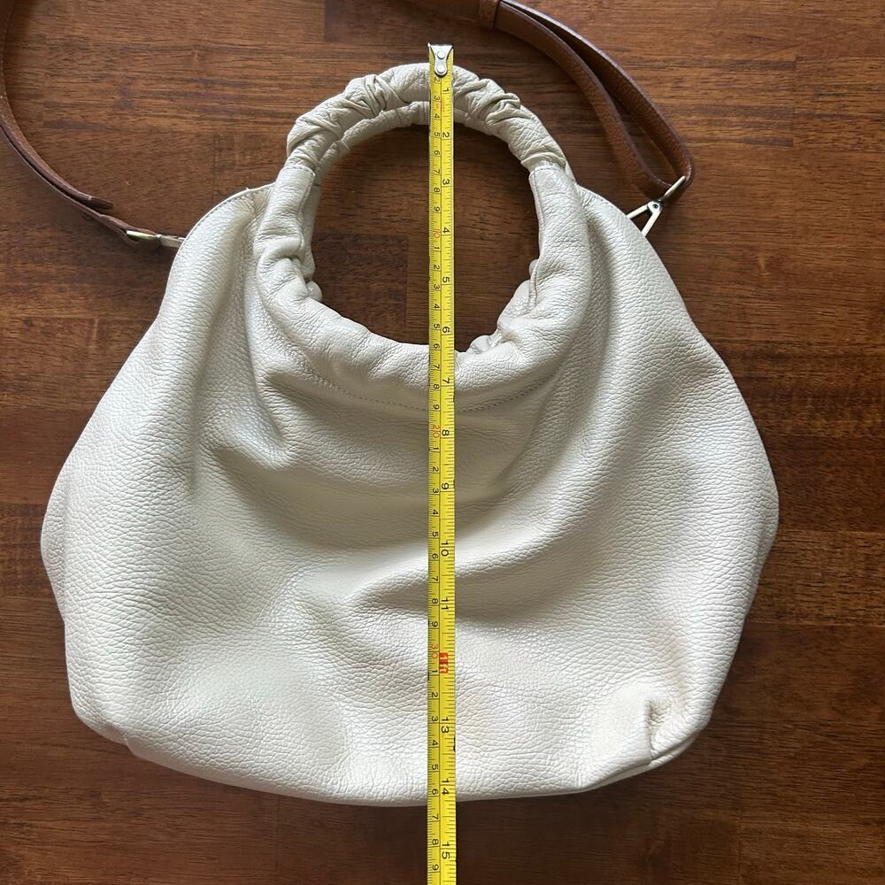 Sundance White Leather Handbag, Ruched Handle, made in Italy - Picture 11 of 11